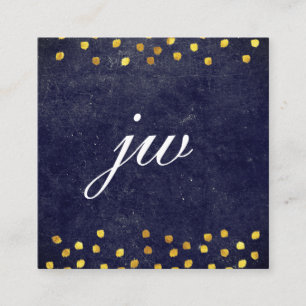 schicke blaue Textur mit goldenen Flecken, monogra Quadratische Visitenkarte