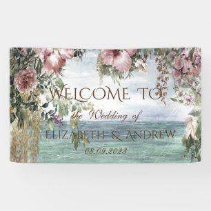 Schicke Blumen Ozean Hochzeitsbanner Banner