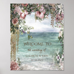 Schicke Blumen Ozean Poster