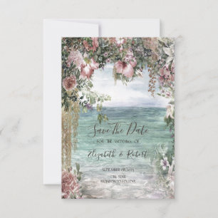 Schicke Blumen Ozean Save The Date