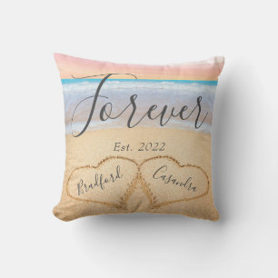Schicke Blush-Pink-Strand-Paar-Herzen-Sand  Kissen