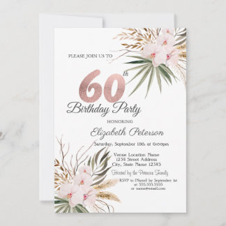 Schicke Boho-Blumen 60. Geburtstag Einladung