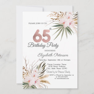 Schicke Boho-Blumen 65. Geburtstag Einladung