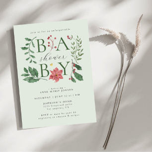 Schicke Botanische Babyparty für Winterbabys Einladung