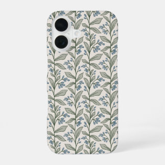Schicke botanische blaue Blumen grüne Blätter Kuns iPhone 16 Hülle