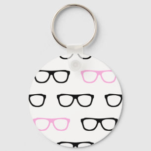 schicke Brille rosa Nerd Schlüsselanhänger