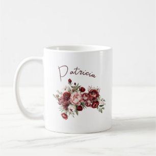 Schicke Burgunder-Blumen Kaffeetasse