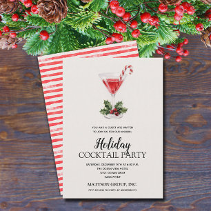 Schicke Candy Cane Martini Feiertags-Cocktailparty Einladung