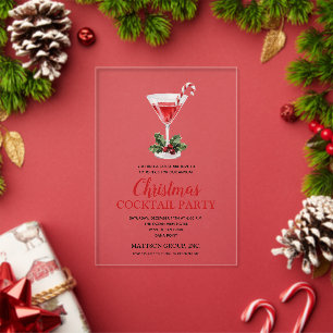 Schicke Candy Cane Martini Weihnachts Cocktail Par Acryleinladungen