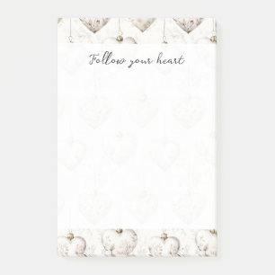 Schicke Creme-Grau-Herz-Ornamente Post-it Klebezettel