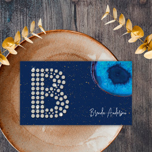 Schicke Diamant Blau Achat Anfangsbuchstabe B Mono Visitenkarte