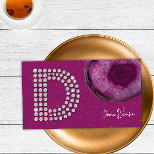 Schicke Diamant-Pflaume-Achat-Initiale Buchstabe D Visitenkarte