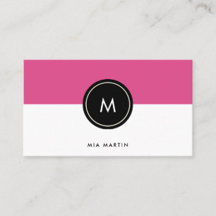 Schicke dunkle rosa und schwärzen   Monogramm Visitenkarte