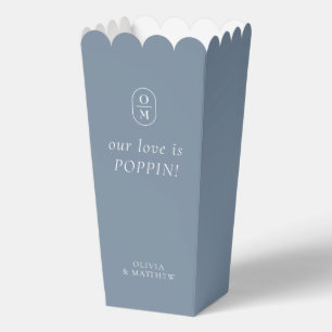Schicke Dusty-Blue-Monogramm-Popcorn-Geschenkbox Geschenkschachtel