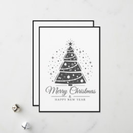 Schicke elegante schwarze weiße Frohe Weihnachtsba Feiertagskarte