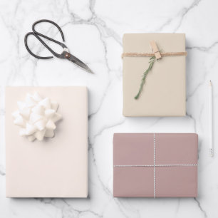 Schicke Erdtöne Sand Creme Mauve Einfarbig Geschenkpapier Set
