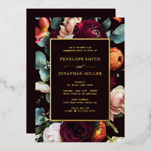 Schicke Eukalyptus-Herbst-Blumen-Verlobungsparty Folieneinladung