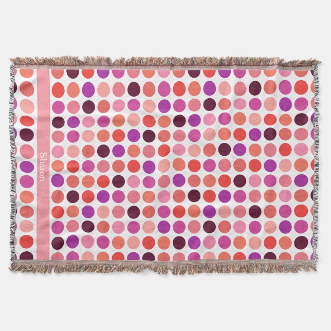 Schicke farbenfrohe Punkte-Muster-Monogramm Decke (Vorderseite)
