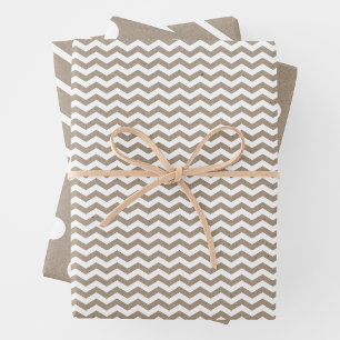 Schicke Faux-Kraftpapier mit lustigen weißen Multi Geschenkpapier Set