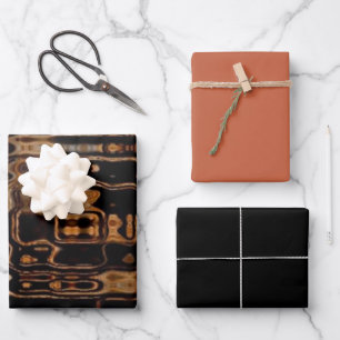Schicke Faux-Mosaik-Grau-Terrakotta-Design Geschenkpapier Set