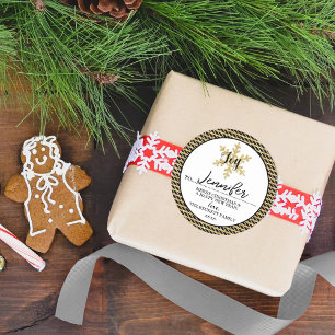 Schicke festliche Schneeflocken-Geschenkanhänger-A Runder Aufkleber