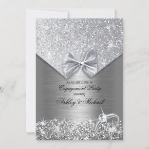 schicke Folie Silber Glitter Pailletten Funkeln Ri Einladung