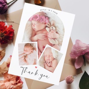 Schicke Foto-Arch-Kollage Baby Shower Danke schön Postkarte