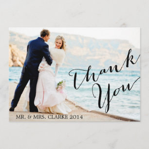 Schicke Foto-Hochzeit Danke Karte
