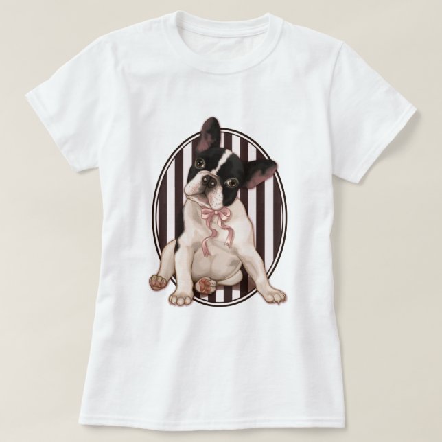 Schicke französische Bulldogge und klassische T-Shirt (Design vorne)