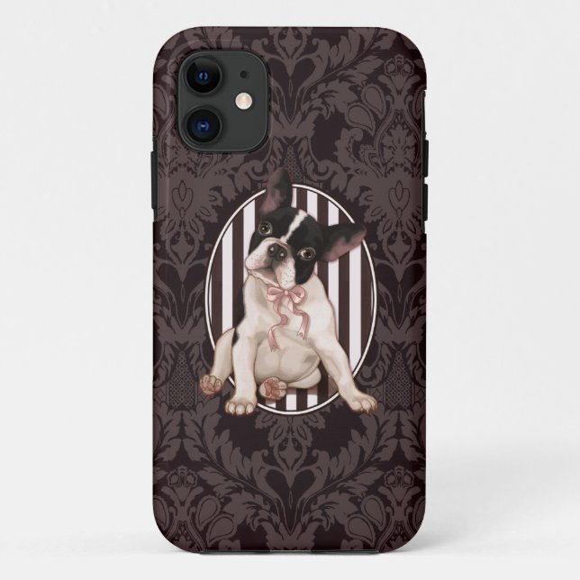 Schicke französische Bulldogge und schwarzer Case-Mate iPhone Hülle (Rückseite)