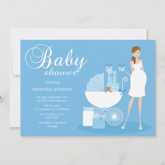 Schicke Frauen-Babyparty-Einladung - Junge Einladung (Vorderseite)