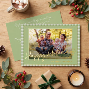 Schicke Gingham-Goldfolie Frohe Feiertage Familien