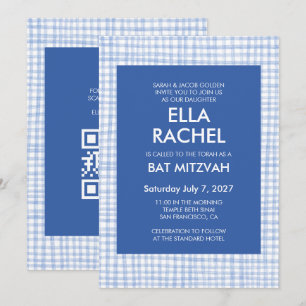 Schicke Gingham-Moderne benutzerdefinierte QR-CODE Einladung