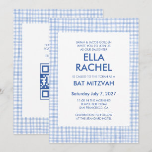 Schicke Gingham-Moderne benutzerdefinierte QR-CODE Einladung