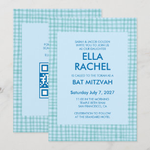 Schicke Gingham-Moderne benutzerdefinierte QR-CODE Einladung