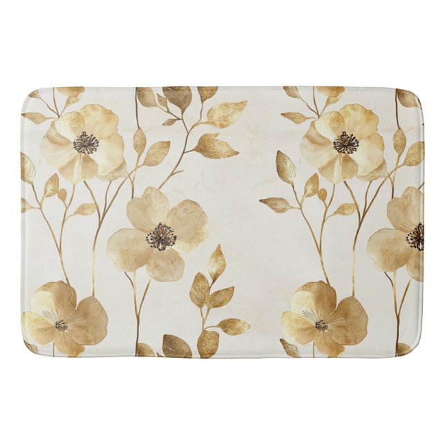 Schicke Gold Glam Blumen Badematte (Vorderseite)