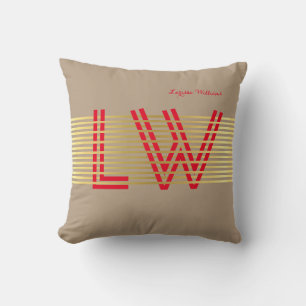 schicke goldene Streifen personalisiertes Monogram Kissen
