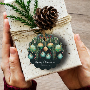 Schicke goldene und grüne Weihnachtsbaum-Ornamente Geschenkanhänger