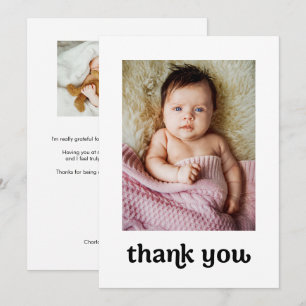 Schicke Goldkreuz Moderne 2 Baby Mädchen Fotos Tau Dankeskarte