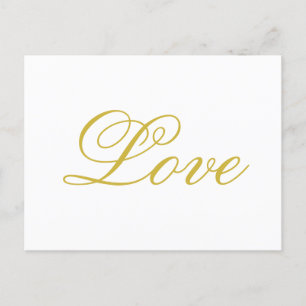 Schicke Goldschrift Weiße Liebe Kalligrafie-Hochze Postkarte