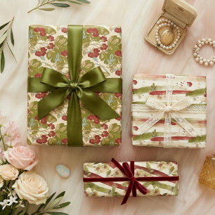 Schicke Grüne Rote Botanische Orchideen Aquarell T Geschenkpapier Set