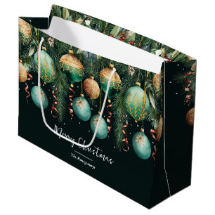 Schicke grüne und goldene Weihnachtsbaum-Ornamente Große Geschenktüte