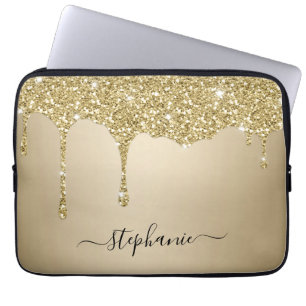 Schicke handgeschriebene Namen Gold Glitter Funkel Laptopschutzhülle
