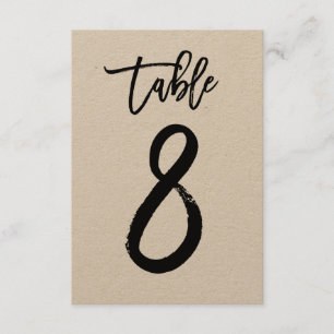 Schicke Handschrift-Kraft-Tischnummerkarte   Tisch Einladung