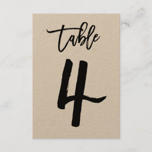 Schicke Handschrift-Kraft-Tischnummernkarte   Tisc Einladung