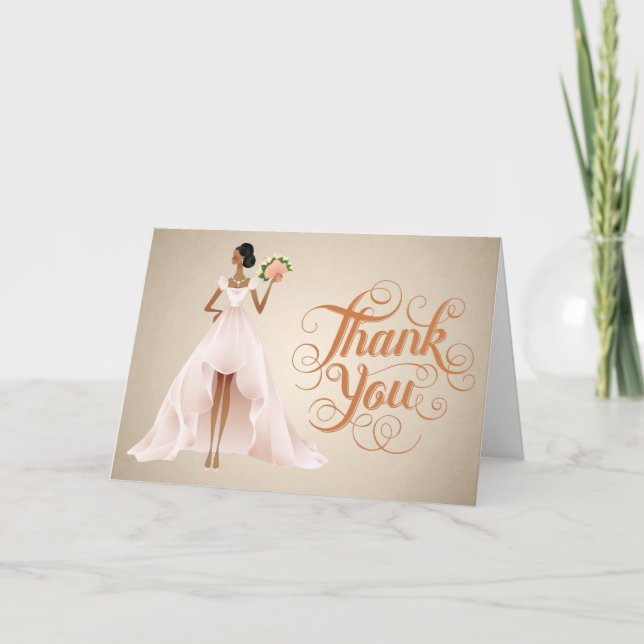 Schicke Hochzeit danken Ihnen, mit Afroamerikaner Dankeskarte (Vorderseite)