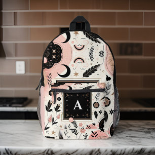 schicke, hübsche Schwarzschule mit Monogramm Bedruckter Rucksack