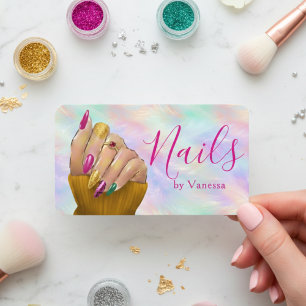 Schicke iridierende Opal-Nagelsalon-Manicuristin-K Visitenkarte