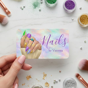 Schicke iridierende Opal-Nagelstudio Maniküre Küns Visitenkarte