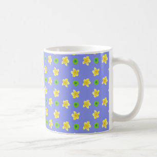Schicke Kaffeetasse: Primeln, Tupfen auf Blau Kaffeetasse